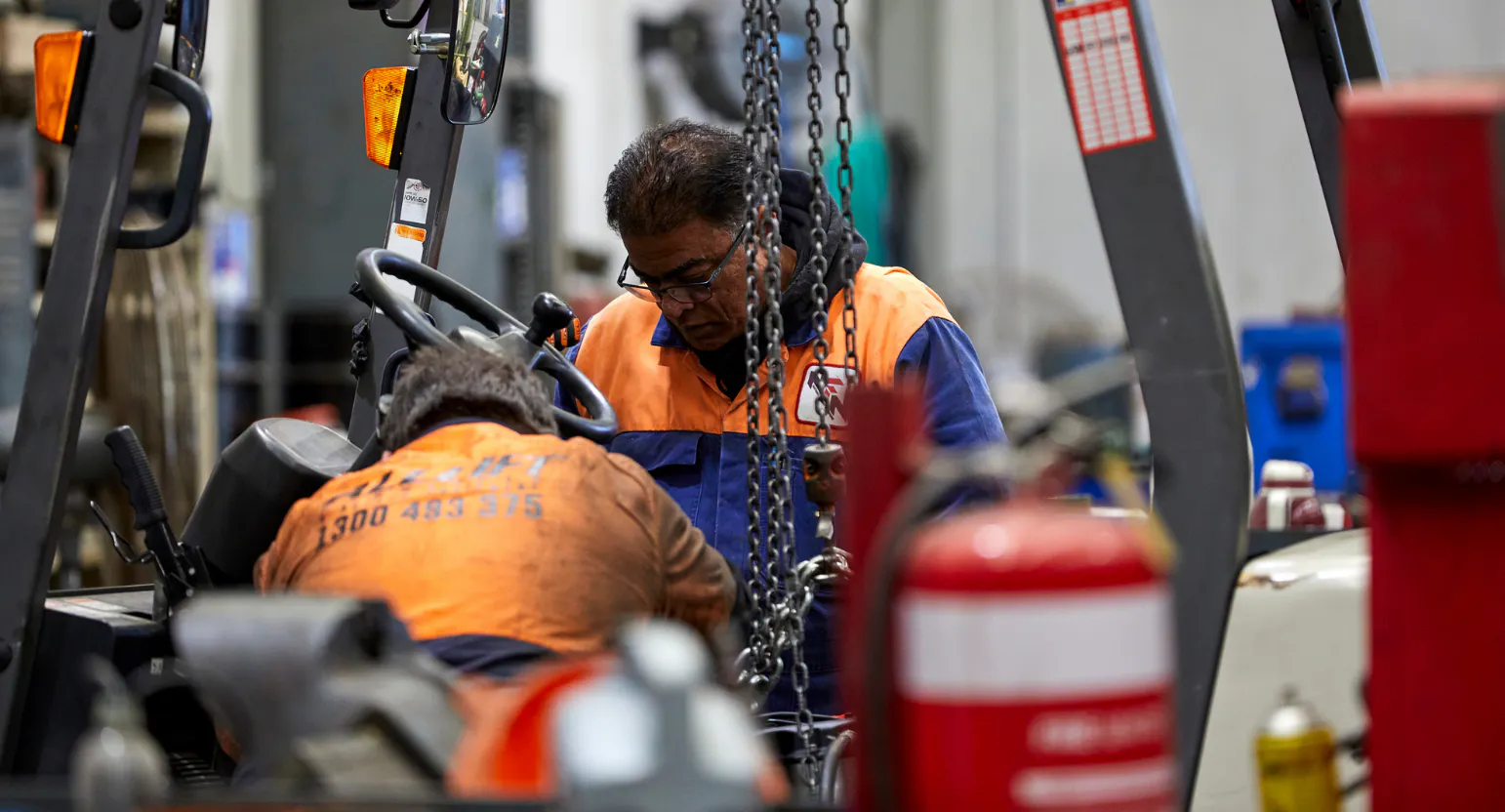 All Lift workers on forklift